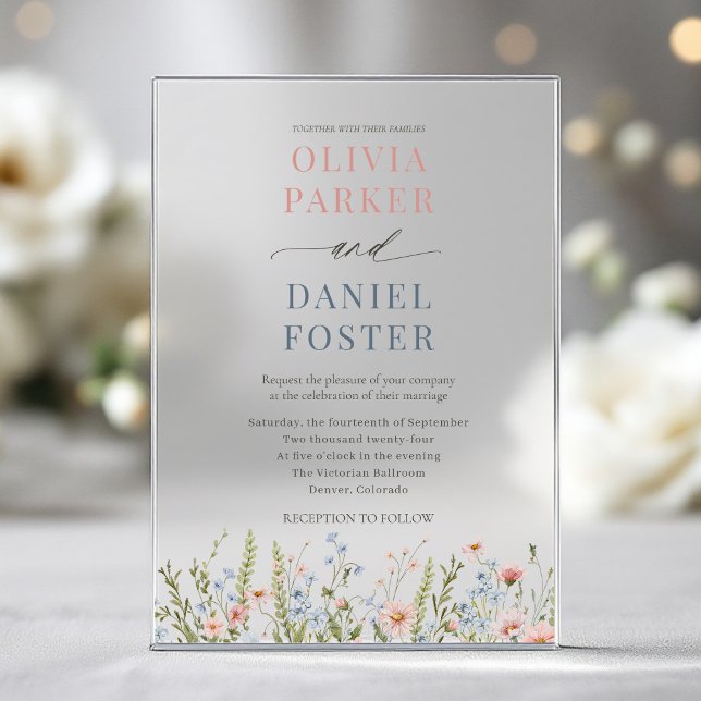 Elegant Wildflower Wedding Acrylic Invitations (Creator Uploaded)