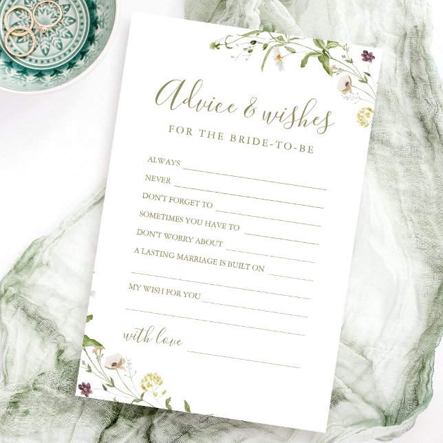 Elegant Wildflower wedding advice & wishes card (Elegant Wildflower wedding advice & wishes card)