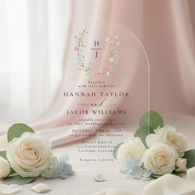 Elegant Wildflower Wedding Arch Acrylic Invitations (Creator Uploaded)