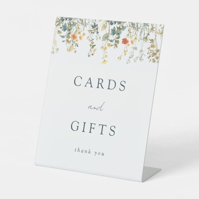 Elegant Wildflower Wedding Cards and Gifts Pedestal Sign (Front)