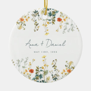 Elegant Wildflower Wedding Ceramic Ornament