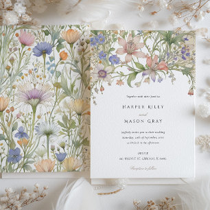 Elegant Wildflower Wedding Delicate Pastel Florals Invitation
