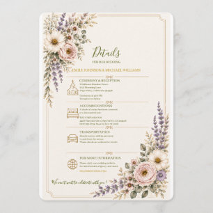 Elegant Wildflower Wedding Details Card