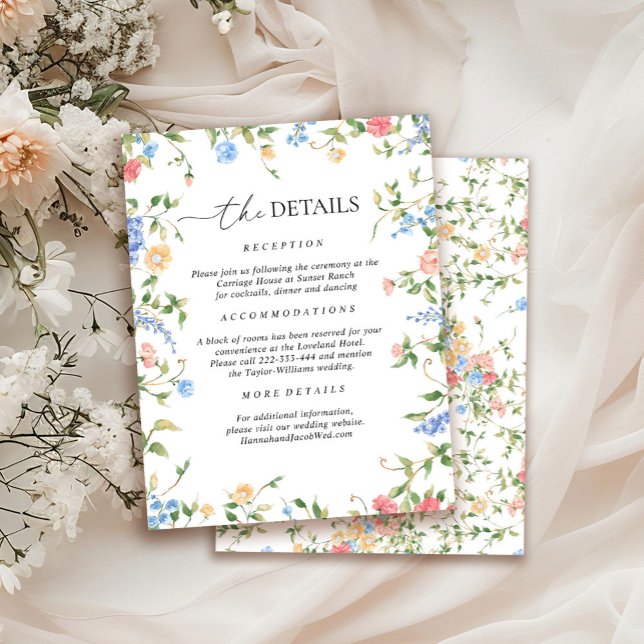 Elegant Wildflower Wedding Details Enclosure Card (Creator Uploaded)