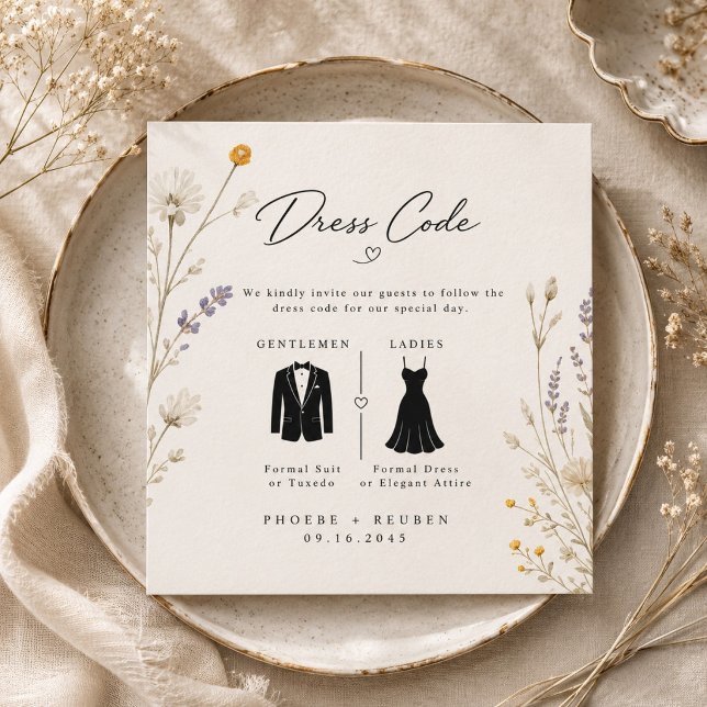 Elegant Wildflower Wedding Dress Code  Enclosure Card (Creator Uploaded)