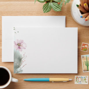 Elegant Wildflower Wedding Envelope Watercolor