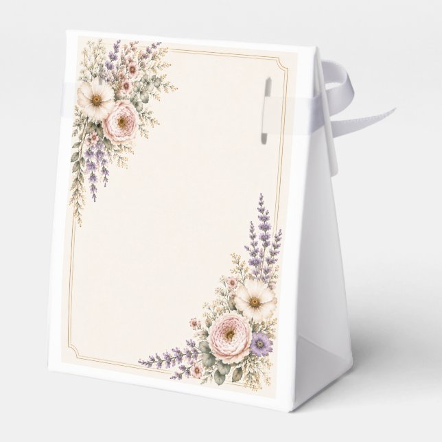 Elegant Wildflower Wedding Favour Box (Back Side)