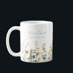 Elegant Wildflower Wedding Favour Coffee Mug<br><div class="desc">This collection features a border of elegant watercolor wildflowers and greenery in shades of green,  teal,  orange,  and yellow.</div>