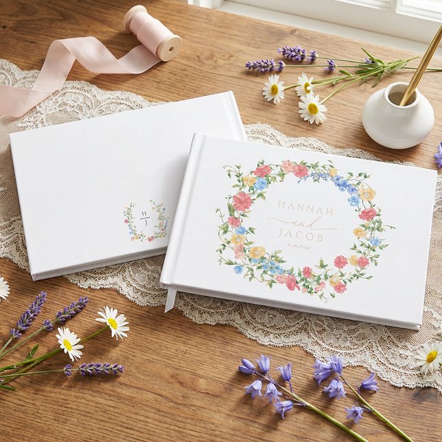 Elegant Wildflower Wedding Foil Guest Book (Creator Uploaded)