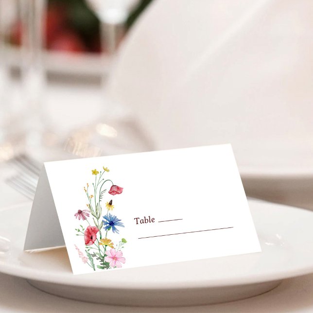 Elegant Wildflower Wedding Folded Place Card (Creator Uploaded)