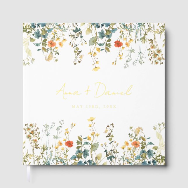 Elegant Wildflower Wedding Guest Book (Front)