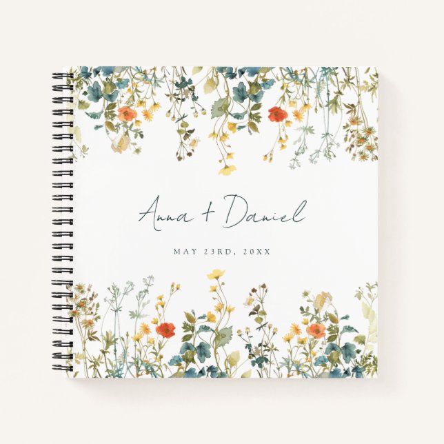 Elegant Wildflower Wedding Guest Book (Front)