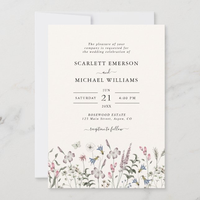 Elegant Wildflower Wedding Invitation (Front)