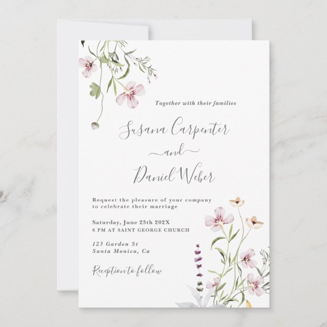 Elegant Wildflower Wedding invitation (Front)