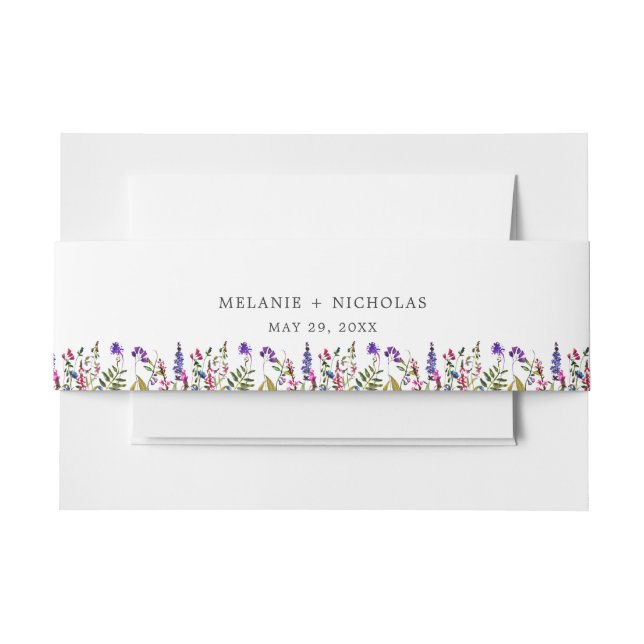Elegant Wildflower Wedding  Invitation Belly Band (Front Example)