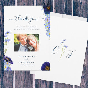 Elegant Wildflower Wedding Photo Thank You Card