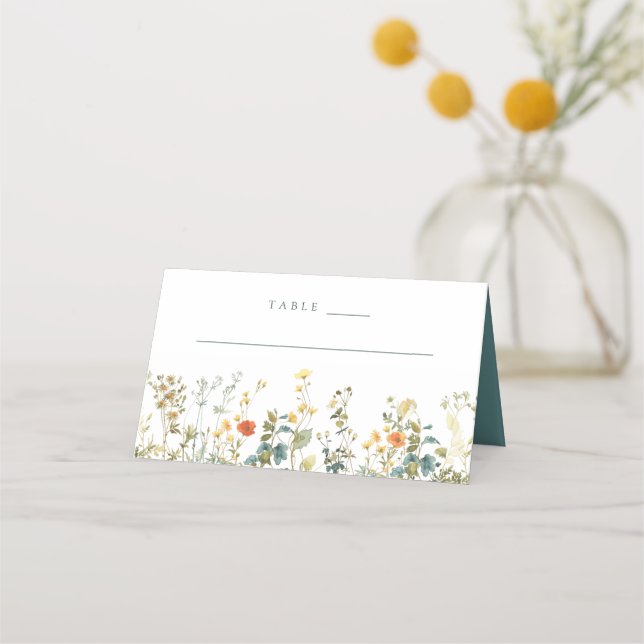 Elegant Wildflower Wedding Place Card (Front)