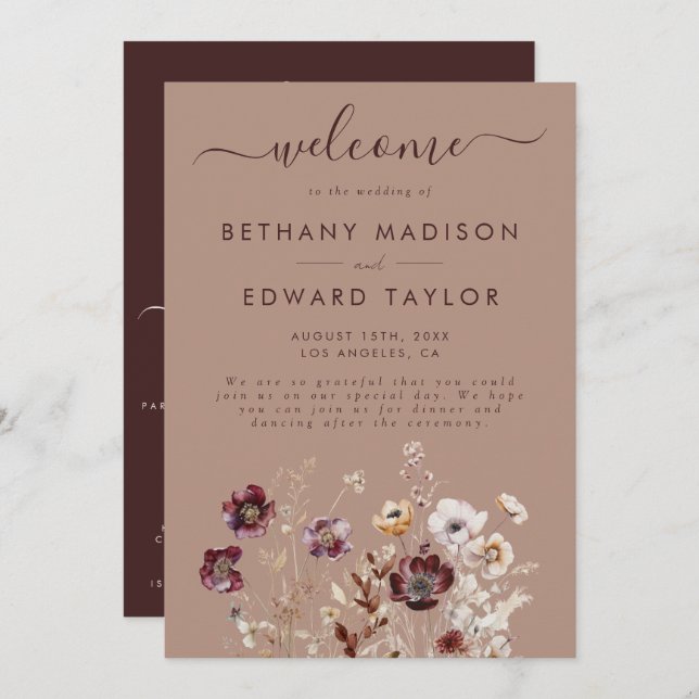 Elegant Wildflower Wedding Program (Front/Back)