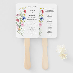 Elegant Wildflower Wedding Program Hand Fan