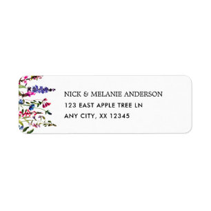 Elegant wildflower wedding return address label