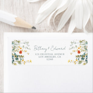 Elegant Wildflower Wedding Return Address Label