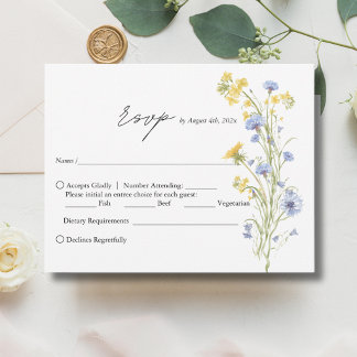 Elegant wildflower  wedding RSVP Card