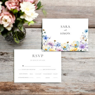 Elegant Wildflower Wedding RSVP  Card