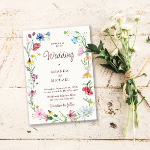 Elegant Wildflower Wedding Rustic Floral Invitation