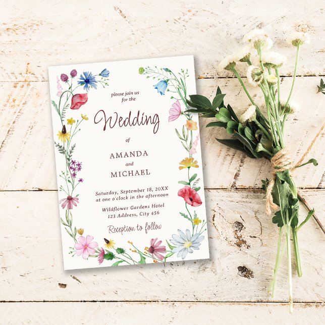 Elegant Wildflower Wedding Rustic Floral Invitation (Creator Uploaded)