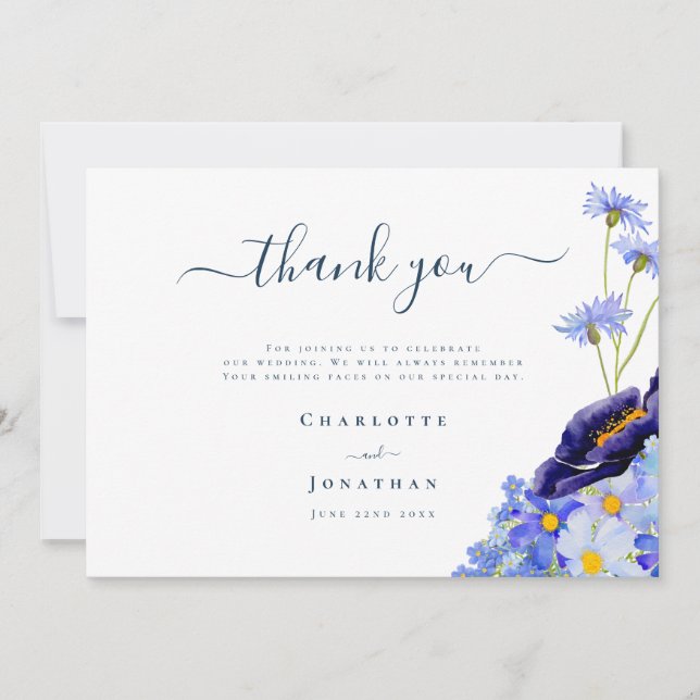 Elegant Wildflower Wedding Thank You Card (Front)