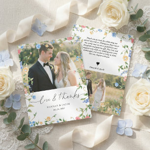 Elegant Wildflower Wedding Thank You Card