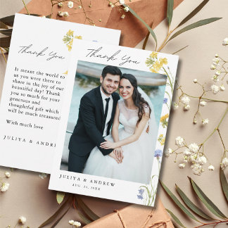 Elegant Wildflower wedding Thank You Card