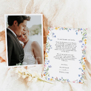 Elegant Wildflower Wedding Thank You Card