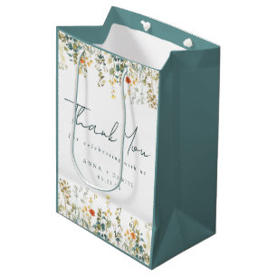 Elegant Wildflower Wedding Thank You Medium Gift Bag
