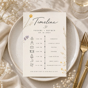 Elegant Wildflower Wedding Timeline Card