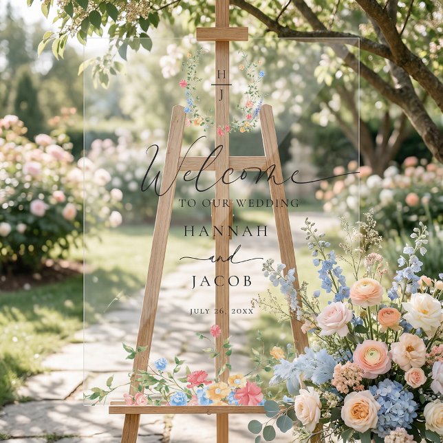 Elegant Wildflower Wedding Welcome Sign (Creator Uploaded)