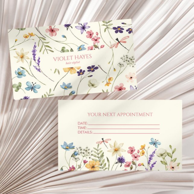 Elegant Wildflower Wild Flower Floral Custom Appointment Card (Creator Uploaded)