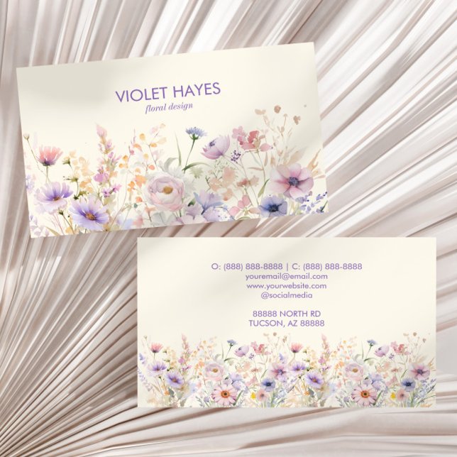 Elegant Wildflower Wild Flower Floral Custom Business Card (Creator Uploaded)