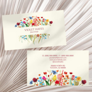 Elegant Wildflower Wild Flower Floral Custom Business Card