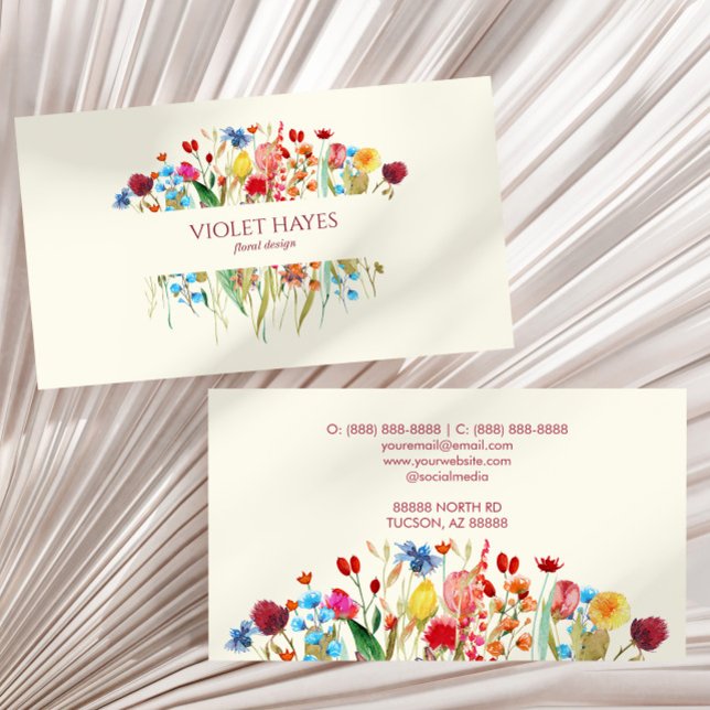 Elegant Wildflower Wild Flower Floral Custom Business Card (Creator Uploaded)