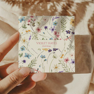 Elegant Wildflower Wild Flower Floral Custom Square Business Card