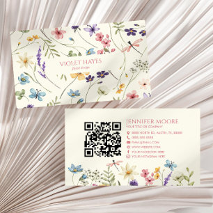 Elegant Wildflower Wild Flower Floral QR Code Business Card