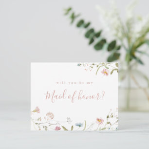 Elegant Wildflower will you be my maid of honour Invitation
