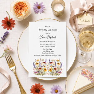 Elegant Wildflowers Adult Birthday Floral Invitation