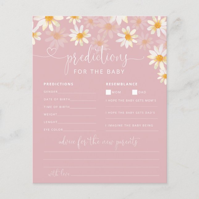 Elegant Wildflowers Baby Shower Predictions Advice (Front)