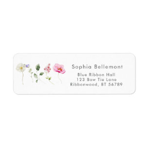 Elegant wildflowers Baby shower Return Address Return Address Label