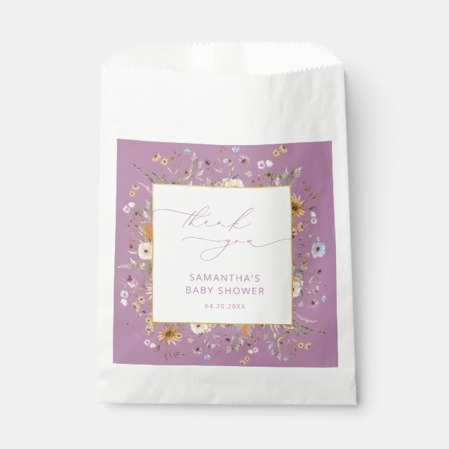 Elegant Wildflowers Baby Shower Thank You Favour Favour Bag (Front)