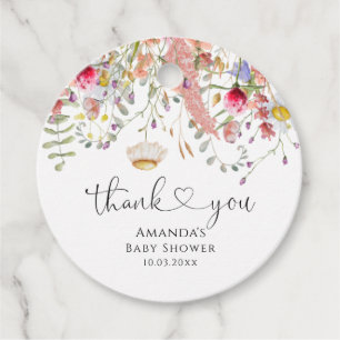 Elegant Wildflowers Baby Shower Thank You Favour Tags