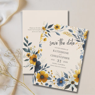 Elegant Wildflowers Beige Wedding Save The Date