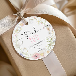 Elegant Wildflowers Birthday Thank You Favour Tags